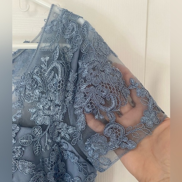 Azazie Elegant Blue Lace Wedding Dress - Picture 6 of 11